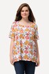Camiseta, flores, escote cuadrado, media manga