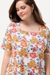 Camiseta, flores, escote cuadrado, media manga