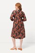 Robe tunique, magnolias, coupe évasée, col V, manches 3/4