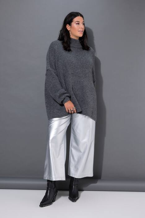 Pull# oversize en maille très douce, à col montant et manches longues, premium