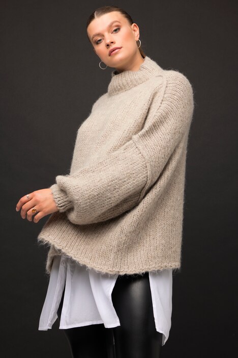 Pullover, oversized, extra softer Strick, Stehkragen, Langarm, Premium