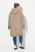 Funktionel jakke, oversize, teddyfor, hætte, 2-vejs-lynlås