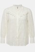 Blouse, opengewerkte kant, volant, overhemdkraag, lange mouwen