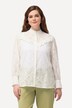 Blouse, opengewerkte kant, volant, overhemdkraag, lange mouwen