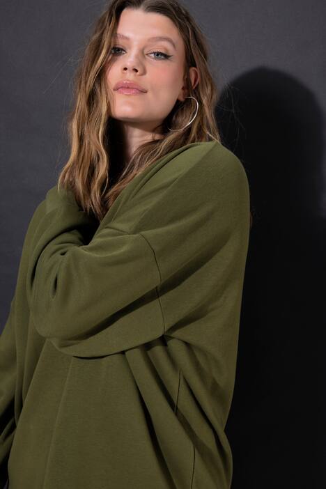 Sudadera, oversize, parche con texto, cuello redondo, manga larga