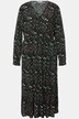 Robe midi#, imprimé zigzag, ligne en A et col V. Taille élastique, manches longues