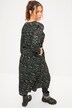 Robe midi#, imprimé zigzag, ligne en A et col V. Taille élastique, manches longues