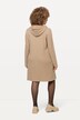 Midi-sweatjurk, wafelstructuur, glitter, capuchon, lange mouwen