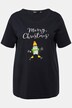 Camiseta navideña, pingüino, línea A, escote en V, media manga