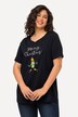 Camiseta navideña, pingüino, línea A, escote en V, media manga