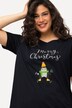 Camiseta navideña, pingüino, línea A, escote en V, media manga