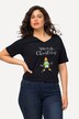 Camiseta navideña, pingüino, línea A, escote en V, media manga