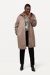Shearling-takki, pitkä, turkisjäljitelmää, pystykaulus, kaksisuuntainen vetoketju