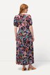 Robe, feuilles, mélange de lin, col rond, manches courtes