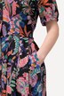 Robe, feuilles, mélange de lin, col rond, manches courtes