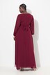 Vestido de noche, escote en V, cinturón bordado, manga larga