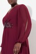 Vestido de noche, escote en V, cinturón bordado, manga larga