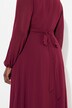 Vestido de noche, escote en V, cinturón bordado, manga larga