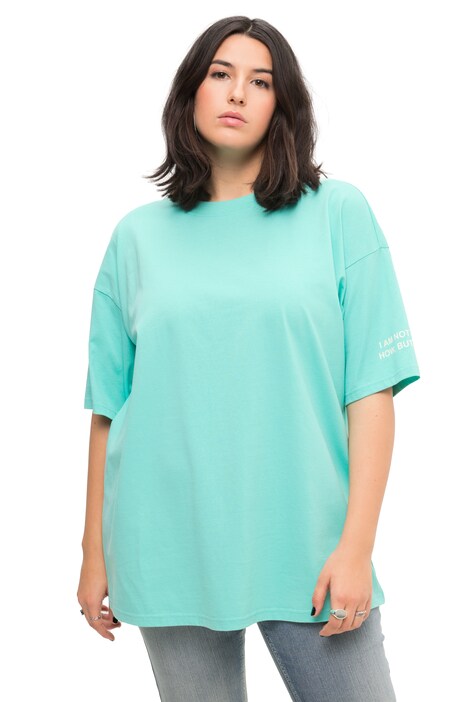 Dlouhé tričko, oversize, nápis, kulatý výstřih, krátké rukávy
