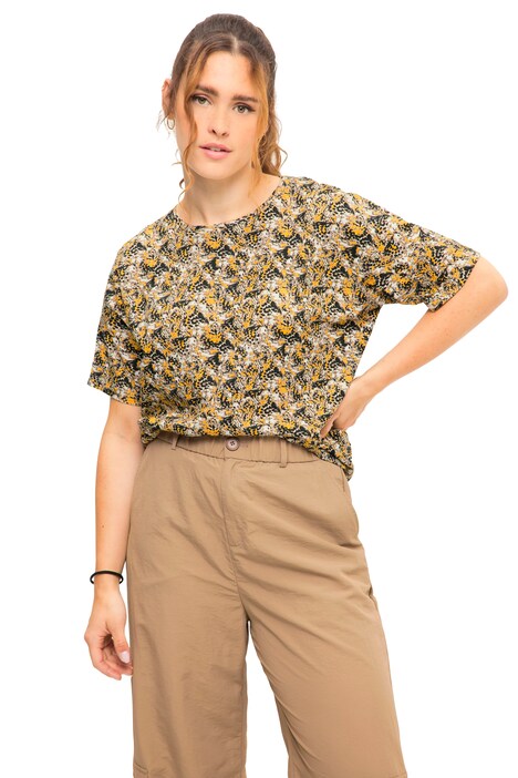 Tričko, oversize, drobný leopardí potisk, kulatý výstřih, krátké rukávy
