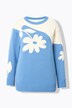 Maglione di cotone biologico con jacquard, scollo a girocollo e maniche lunghe