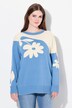 Maglione di cotone biologico con jacquard, scollo a girocollo e maniche lunghe