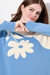 Maglione di cotone biologico con jacquard, scollo a girocollo e maniche lunghe
