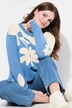 Maglione di cotone biologico con jacquard, scollo a girocollo e maniche lunghe