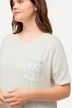 T-Shirt, poche en dentelle, col rond, manches courtes, coton bio