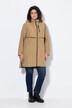 Hooded parka with zippered pockets and zippered side slits
