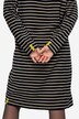 Kjole, stripete fleece, midilengde, hette, lange ermer, OEKO-TEX