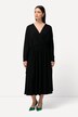 Robe jersey, coupe évasée, style cache-cœur, col V, manches longues