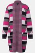 Strikkejakke, jacquard, åpen form, mandarinkrage