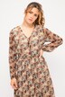 Maxi-jurk, A-lijn, schubbenprint, V-hals, elastische taille, lange mouw