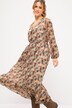 Maxi-jurk, A-lijn, schubbenprint, V-hals, elastische taille, lange mouw
