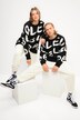 Genser, oversized, jacquard-strikk, rund hals, lange ermer, unisex