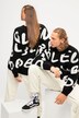 Genser, oversized, jacquard-strikk, rund hals, lange ermer, unisex