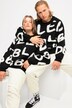 Genser, oversized, jacquard-strikk, rund hals, lange ermer, unisex