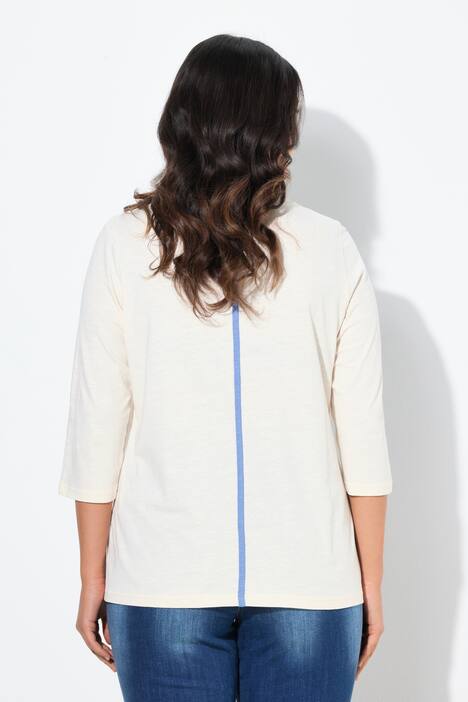 T-shirt avec imprimé photo, décolleté rond et manches 3/4, Coupe Classic Fit