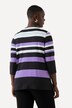 Shirt med striber, metallisk effekt, V-udskæring og 3/4 lange ærmer
