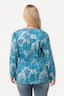 Bluse, maritimt trykk, V-hals, korte ermer