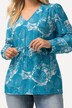 Bluse, maritimt trykk, V-hals, korte ermer