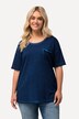 T-shirt oversize. Manches courtes. Poche poitrine ruchée