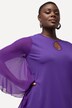 T-skjorte, pyntesteiner, rund hals, vinteermerer i chiffon