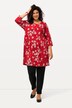 T-shirt long, motif à fleurs. Col rond et manches 3/4. Ligne en A.