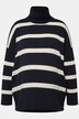Pull Bellieva à manches longues, coupe oversize, col montant et coutures sur le côté avec boutons-pression