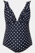 Maillot de bain Bellieva, vêtement de maternité, motif à pois et ruchés autour du décolleté
