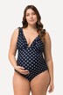 Maillot de bain Bellieva, vêtement de maternité, motif à pois et ruchés autour du décolleté