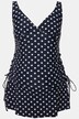 Tankini Bellieva (deux pièces), vêtement de maternité, motif à pois et volant à la base, fronces sur le côté gauche
