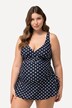 Tankini Bellieva (deux pièces), vêtement de maternité, motif à pois et volant à la base, fronces sur le côté gauche